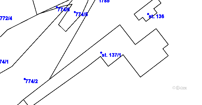 Parcela st. 137/1 v KÚ Heroltice u Tišnova, Katastrální mapa