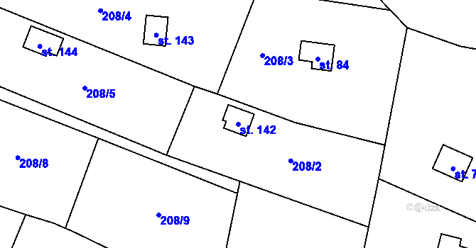 Parcela st. 142 v KÚ Heroltice u Tišnova, Katastrální mapa