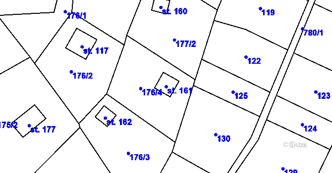 Parcela st. 161 v KÚ Heroltice u Tišnova, Katastrální mapa