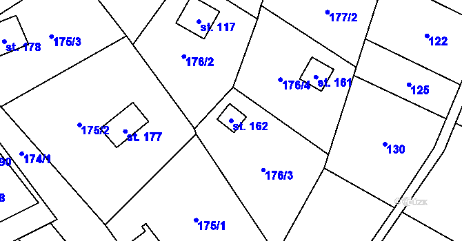 Parcela st. 162 v KÚ Heroltice u Tišnova, Katastrální mapa