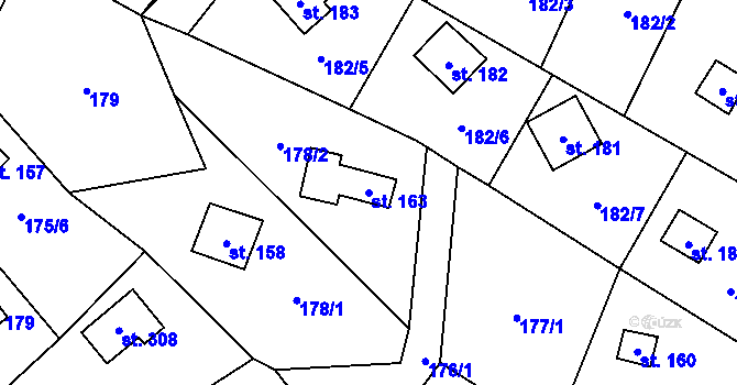 Parcela st. 163 v KÚ Heroltice u Tišnova, Katastrální mapa
