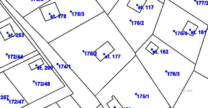 Parcela st. 177 v KÚ Heroltice u Tišnova, Katastrální mapa