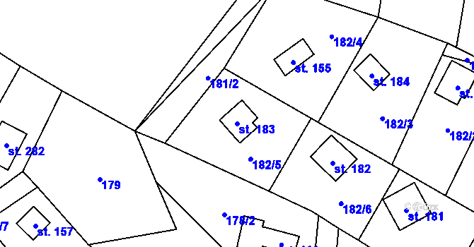 Parcela st. 183 v KÚ Heroltice u Tišnova, Katastrální mapa