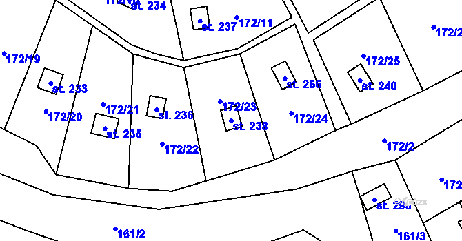 Parcela st. 238 v KÚ Heroltice u Tišnova, Katastrální mapa