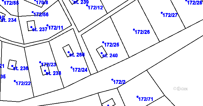 Parcela st. 240 v KÚ Heroltice u Tišnova, Katastrální mapa