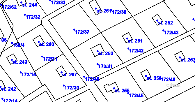 Parcela st. 250 v KÚ Heroltice u Tišnova, Katastrální mapa