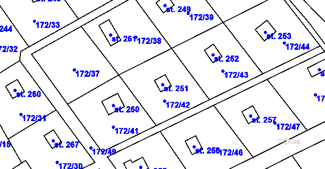 Parcela st. 251 v KÚ Heroltice u Tišnova, Katastrální mapa