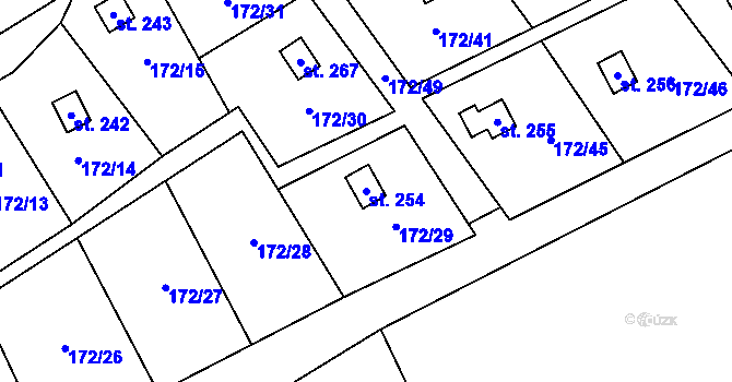 Parcela st. 254 v KÚ Heroltice u Tišnova, Katastrální mapa