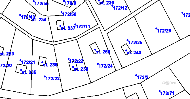 Parcela st. 266 v KÚ Heroltice u Tišnova, Katastrální mapa