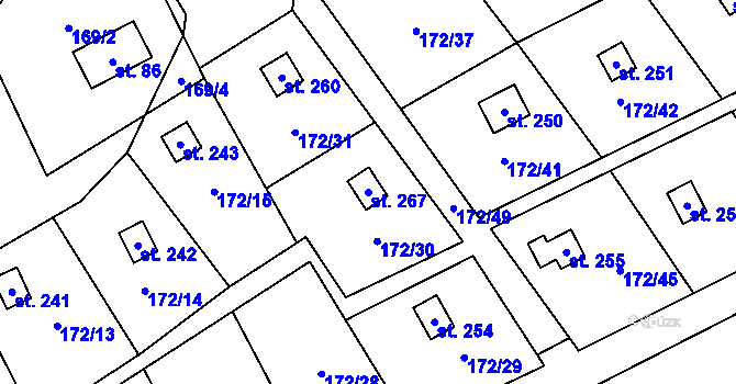 Parcela st. 267 v KÚ Heroltice u Tišnova, Katastrální mapa