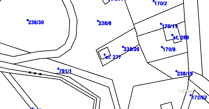 Parcela st. 277 v KÚ Heroltice u Tišnova, Katastrální mapa
