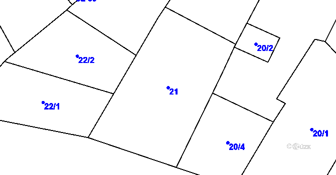 Parcela st. 21 v KÚ Heroltice u Tišnova, Katastrální mapa