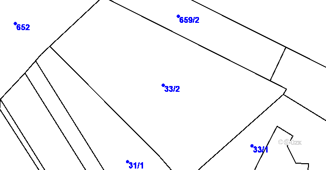 Parcela st. 33/2 v KÚ Heroltice u Tišnova, Katastrální mapa