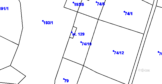 Parcela st. 74/10 v KÚ Heroltice u Tišnova, Katastrální mapa