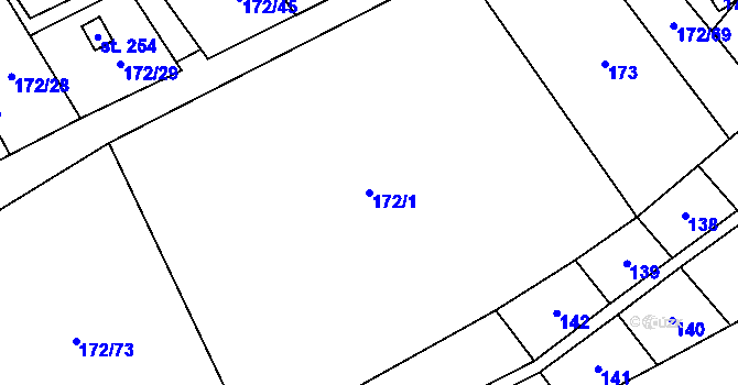 Parcela st. 172/1 v KÚ Heroltice u Tišnova, Katastrální mapa