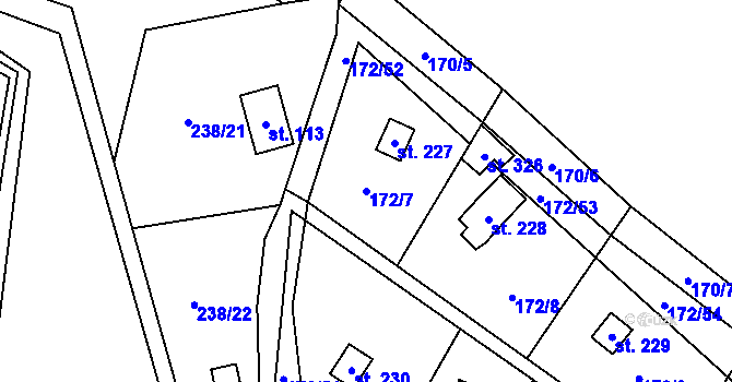 Parcela st. 172/7 v KÚ Heroltice u Tišnova, Katastrální mapa