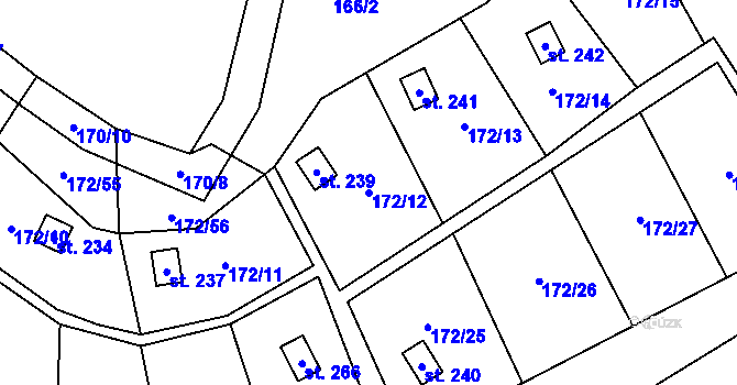 Parcela st. 172/12 v KÚ Heroltice u Tišnova, Katastrální mapa
