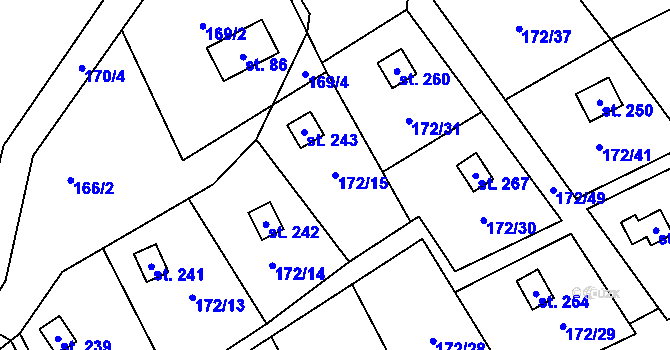 Parcela st. 172/15 v KÚ Heroltice u Tišnova, Katastrální mapa