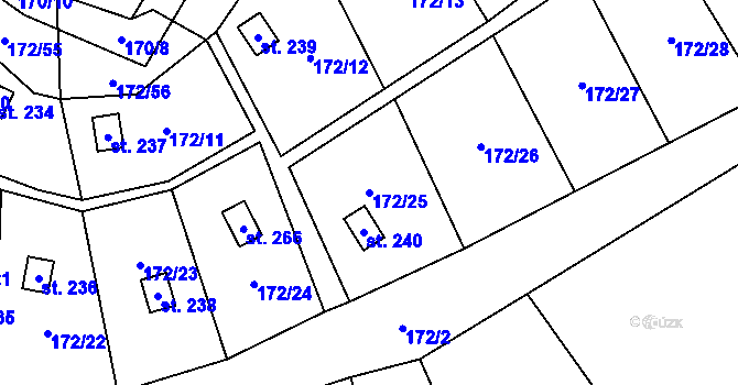 Parcela st. 172/25 v KÚ Heroltice u Tišnova, Katastrální mapa