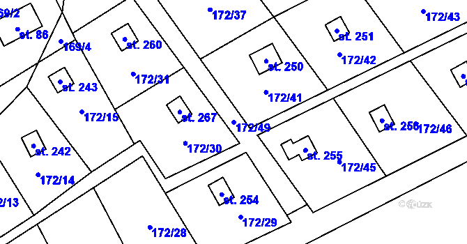 Parcela st. 172/49 v KÚ Heroltice u Tišnova, Katastrální mapa