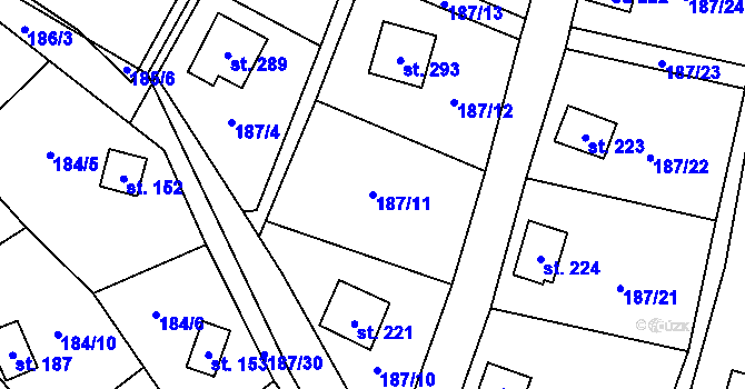 Parcela st. 187/11 v KÚ Heroltice u Tišnova, Katastrální mapa