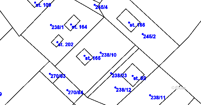 Parcela st. 238/10 v KÚ Heroltice u Tišnova, Katastrální mapa