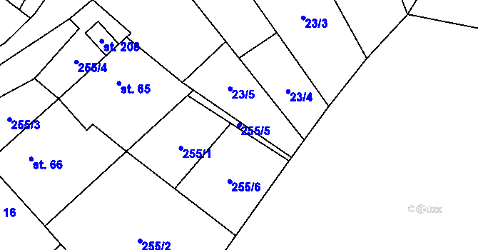 Parcela st. 255/5 v KÚ Heroltice u Tišnova, Katastrální mapa