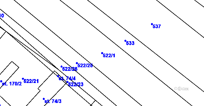 Parcela st. 522/1 v KÚ Heroltice u Tišnova, Katastrální mapa
