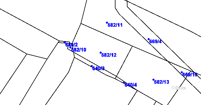 Parcela st. 582/12 v KÚ Heroltice u Tišnova, Katastrální mapa