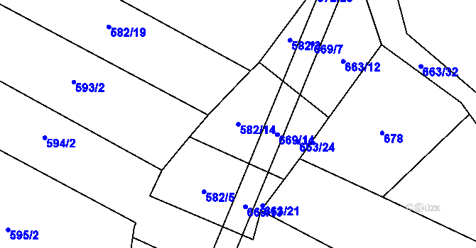 Parcela st. 582/14 v KÚ Heroltice u Tišnova, Katastrální mapa