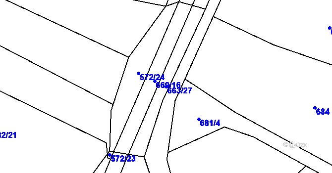 Parcela st. 663/27 v KÚ Heroltice u Tišnova, Katastrální mapa