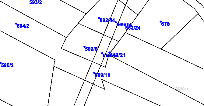 Parcela st. 669/13 v KÚ Heroltice u Tišnova, Katastrální mapa