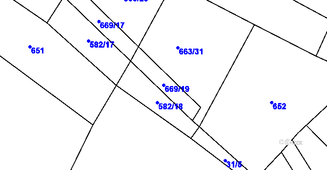 Parcela st. 669/19 v KÚ Heroltice u Tišnova, Katastrální mapa