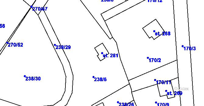 Parcela st. 281 v KÚ Heroltice u Tišnova, Katastrální mapa
