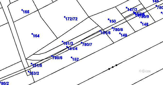 Parcela st. 780/7 v KÚ Heroltice u Tišnova, Katastrální mapa