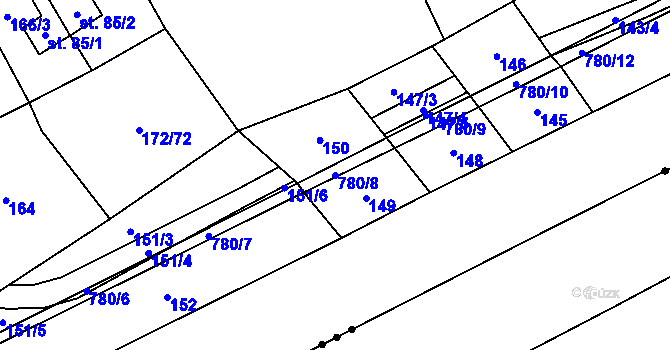 Parcela st. 780/8 v KÚ Heroltice u Tišnova, Katastrální mapa
