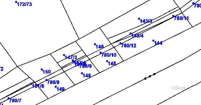 Parcela st. 780/10 v KÚ Heroltice u Tišnova, Katastrální mapa