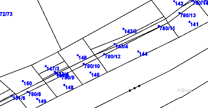 Parcela st. 780/12 v KÚ Heroltice u Tišnova, Katastrální mapa