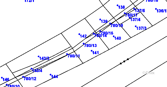 Parcela st. 780/13 v KÚ Heroltice u Tišnova, Katastrální mapa