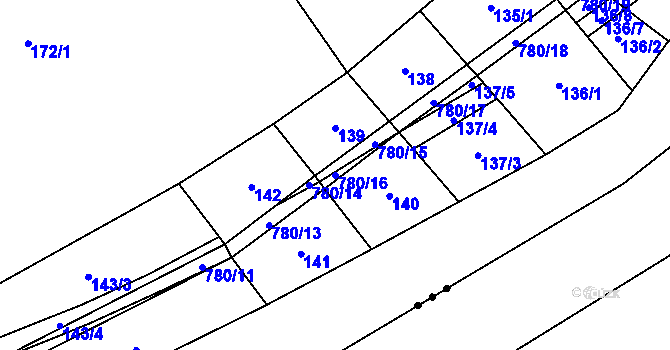 Parcela st. 780/16 v KÚ Heroltice u Tišnova, Katastrální mapa