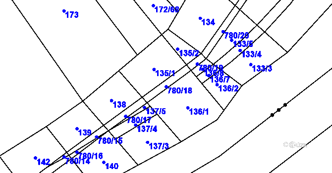 Parcela st. 780/18 v KÚ Heroltice u Tišnova, Katastrální mapa