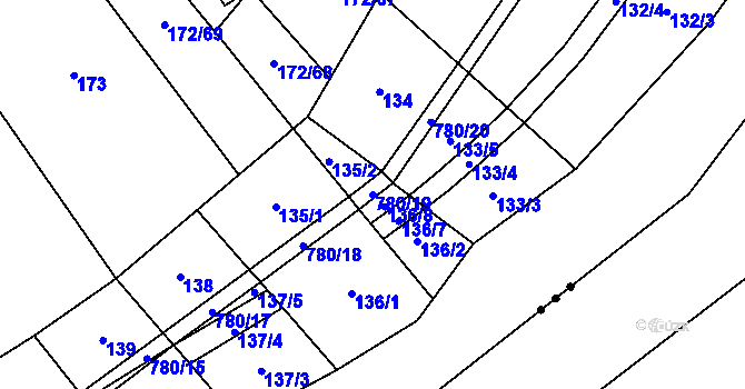 Parcela st. 780/19 v KÚ Heroltice u Tišnova, Katastrální mapa