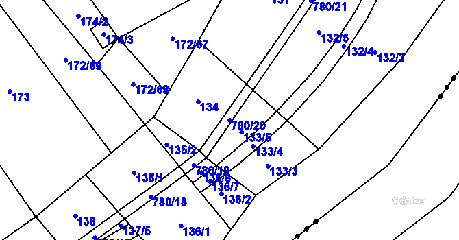 Parcela st. 780/20 v KÚ Heroltice u Tišnova, Katastrální mapa