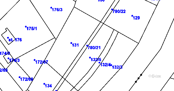 Parcela st. 780/21 v KÚ Heroltice u Tišnova, Katastrální mapa