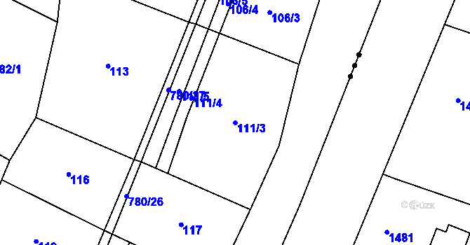 Parcela st. 111/3 v KÚ Heroltice u Tišnova, Katastrální mapa