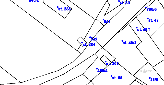 Parcela st. 284 v KÚ Heroltice u Tišnova, Katastrální mapa
