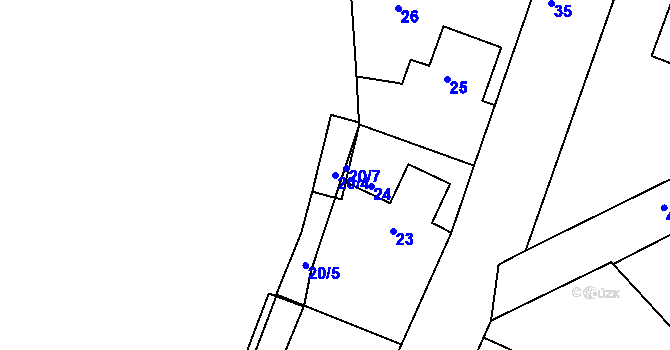 Parcela st. 20/4 v KÚ Heroltice u Jihlavy, Katastrální mapa