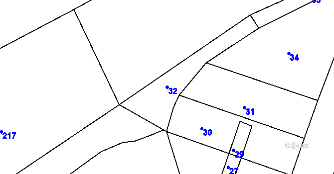 Parcela st. 32 v KÚ Heroltice u Jihlavy, Katastrální mapa