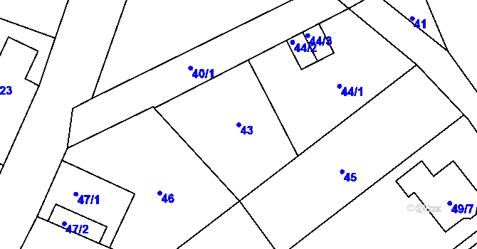 Parcela st. 43 v KÚ Heroltice u Jihlavy, Katastrální mapa