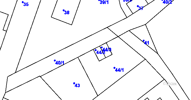 Parcela st. 44/2 v KÚ Heroltice u Jihlavy, Katastrální mapa